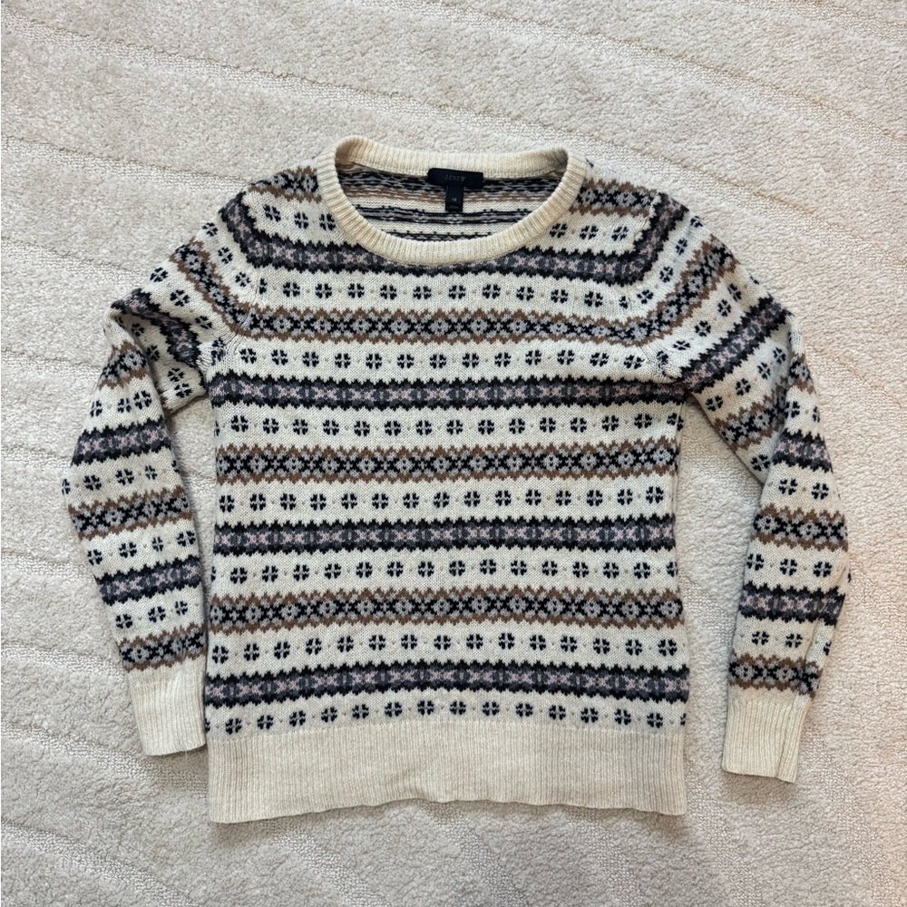 J.CREW Fair Isle Lambs' Wool Sweater Extra Small Multicolor